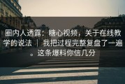 圈内人透露：糖心视频，关于在线教学的说法 ｜ 我把过程完整复盘了一遍。这条爆料你信几分