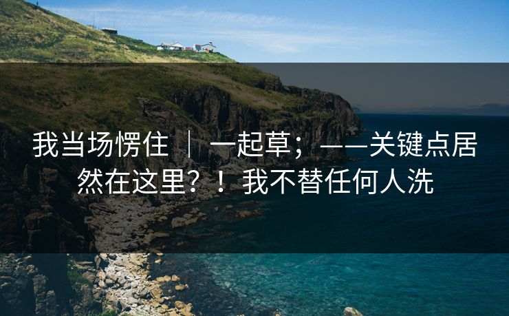 我当场愣住 ｜ 一起草；——关键点居然在这里？！我不替任何人洗