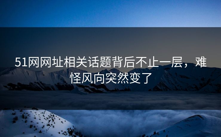 51网网址相关话题背后不止一层，难怪风向突然变了